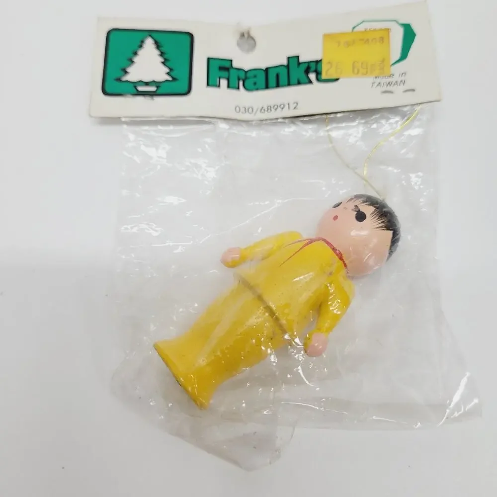 VTG Franks Hand Painted Wooden Ornaments Lot Of 2 Women Ladies Craft Wood NOS